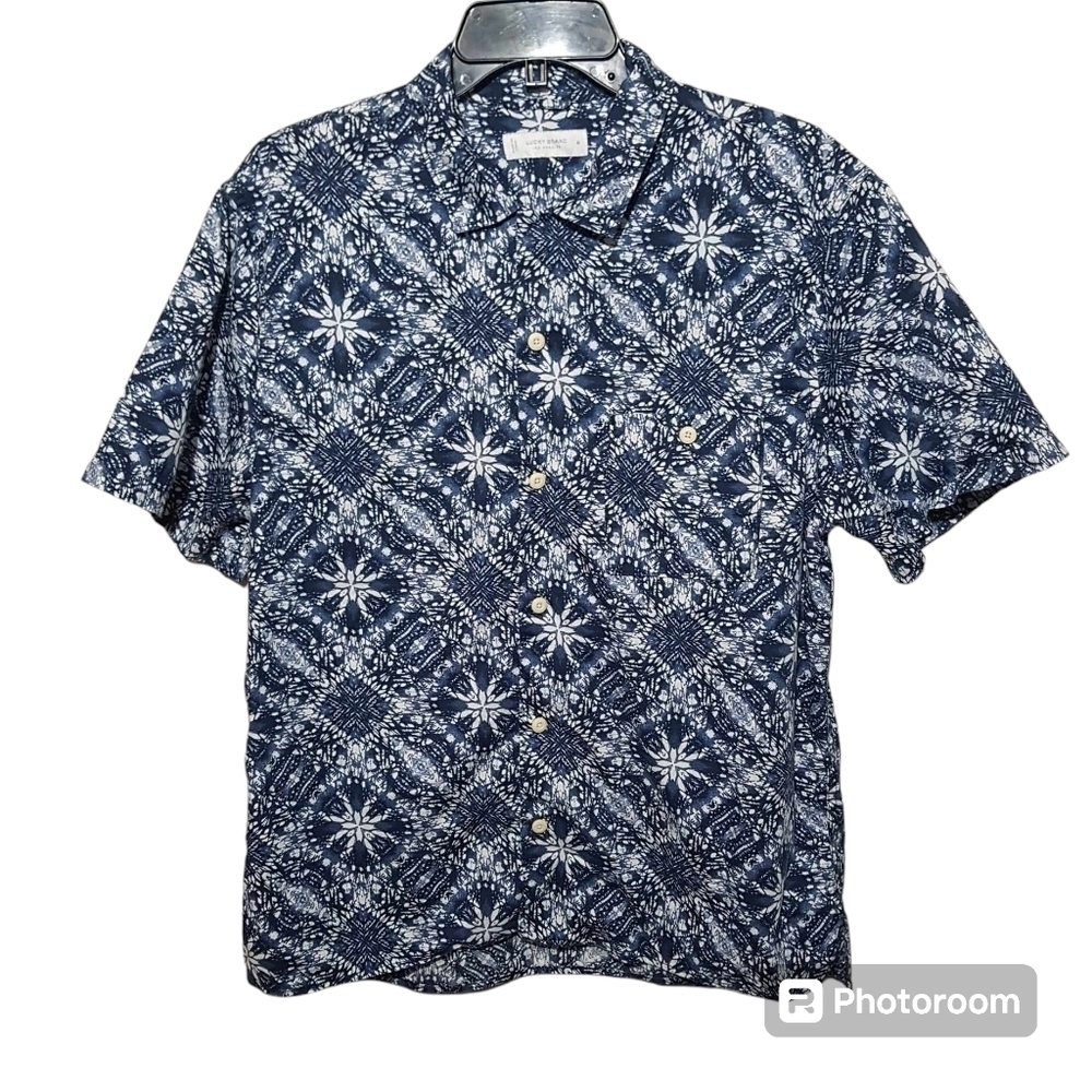 Lucky Brand Button Down Short Sleeved Shirt Club Collar